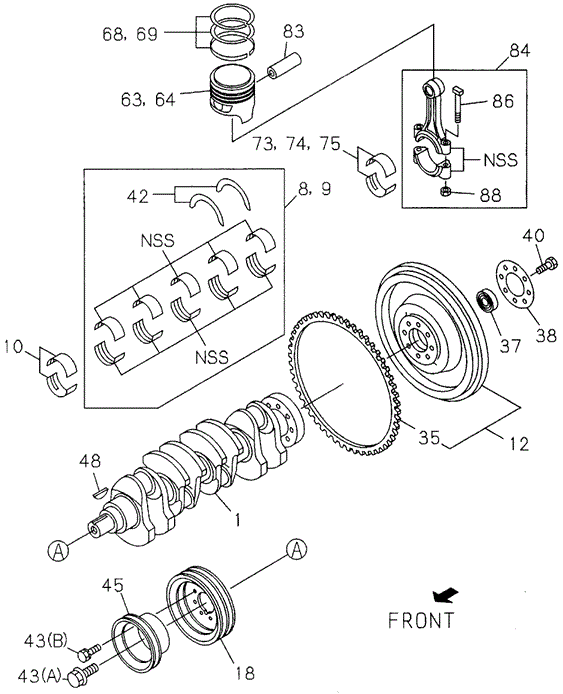 PASSPORT CRANKSHAFT - PISTON  - FLYWHEEL (DX)