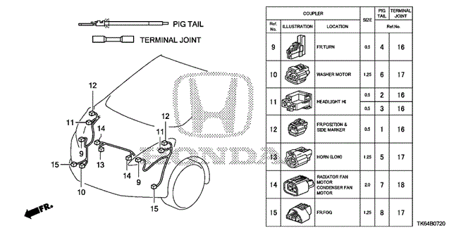 ELECTRICAL / EXHAUST / HEATER / FUEL/ELECTRICAL CONNECTORS (FR.) for 2009 Honda FIT #1