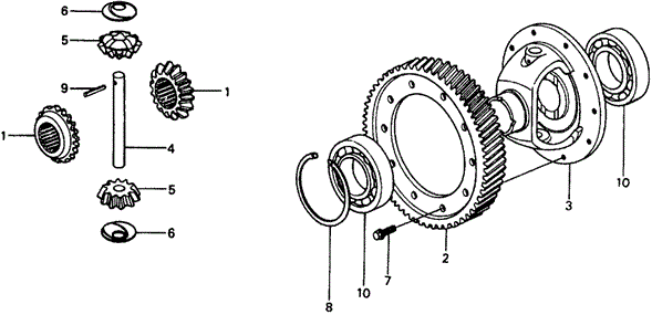 TRANSMISSION - MANUAL/MT DIFFERENTIAL GEAR for 1977 Honda CIVIC COUPE #1