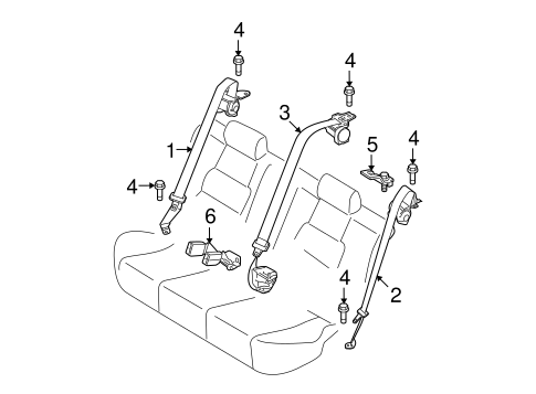 6 REAR SEAT BELTS