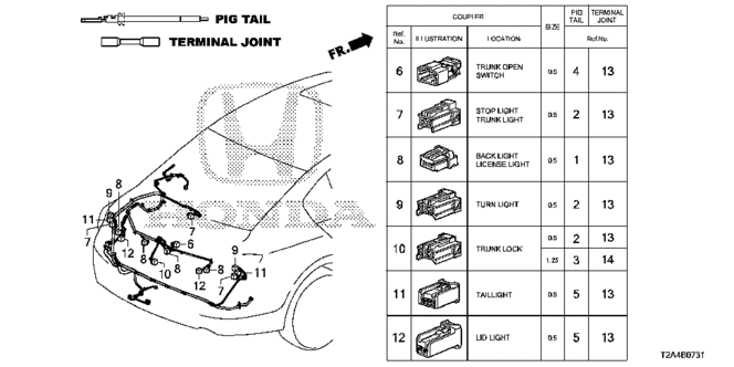 ACCORD SEDAN ELECTRICAL CONNECTORS (RR.) (2)