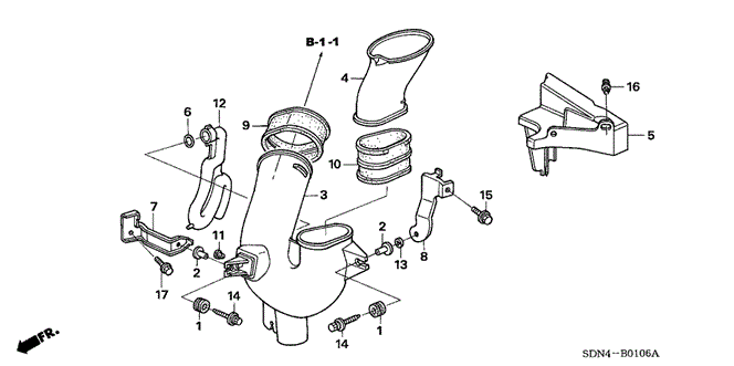 ACCORD COUPE AIR INTAKE TUBE (V6) (MT) (-'05)