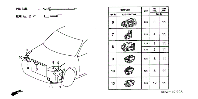 ELECTRICAL / EXHAUST / HEATER / FUEL/ELECTRICAL CONNECTORS (FR.) for 2003 Honda CIVIC SEDAN #1