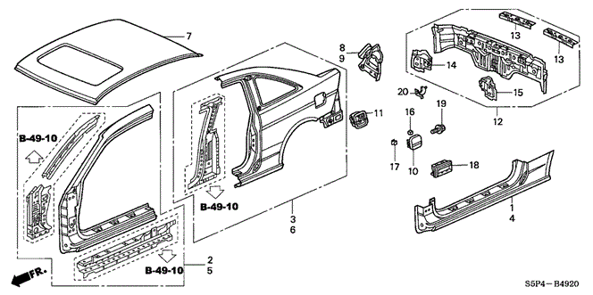BODY / AIR CONDITIONING/OUTER PANEL (OLD STYLE PANEL) for 2004 Honda CIVIC COUPE #1