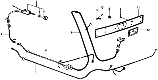 1979 Honda CIVIC 1200 COUPE WIRE HARNESS, RR. WIPER SWITCH - (32166657670) 1979 Honda CIVIC 1200 COUPE WIRE HARNESS, RR. WIPER SWITCH - (32166657670)