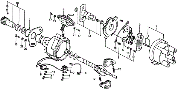 ENGINE/MT DISTRIBUTOR COMPONENTS ('75-'76) for 1976 Honda CIVIC HATCHBACK #1