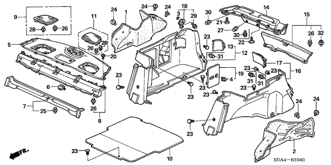 INTERIOR / BUMPER/REAR TRAY - SIDE LINING for 2005 Honda ACCORD SEDAN #1