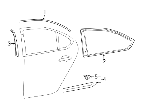 LS600h EXTERIOR TRIM - REAR DOOR