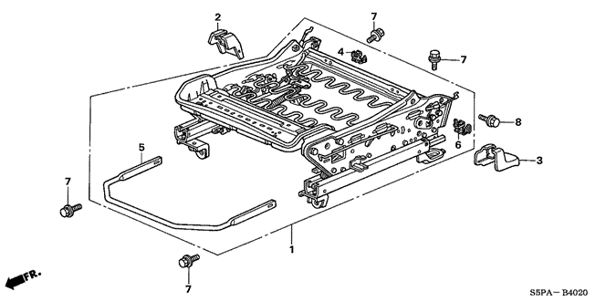 CIVIC COUPE FRONT SEAT COMPONENTS (R.)