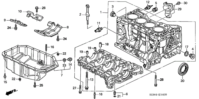 ENGINE/CYLINDER BLOCK - OIL PAN (L4) for 2003 Honda ACCORD COUPE #1