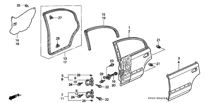 BODY / AIR CONDITIONING/REAR DOOR PANELS for 1997 Honda CIVIC SEDAN #1
