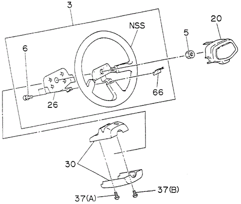 CHASSIS/STEERING WHEEL (1) for 1995 Honda PASSPORT #1