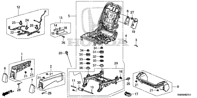 INTERIOR / BUMPER/FRONT SEAT COMPONENTS (R.) (POWER SEAT) (1) for 2011 Honda ODYSSEY #1