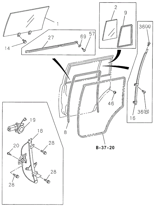 BODY / AIR CONDITIONING/REAR DOOR GLASS - REGULATOR for 1998 Acura SLX #1