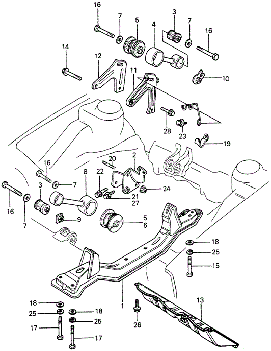 BODY / AIR CONDITIONING/TORQUE ROD - FRONT BEAM for 1981 Honda CIVIC HATCHBACK #1