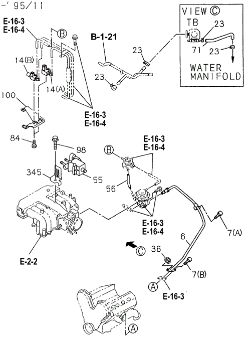 ENGINE/EMISSION HOSE (1) for 1996 Honda PASSPORT #1