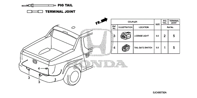 ELECTRICAL / EXHAUST / HEATER / FUEL/ELECTRICAL CONNECTOR (RR.) for 2010 Honda RIDGELINE #1