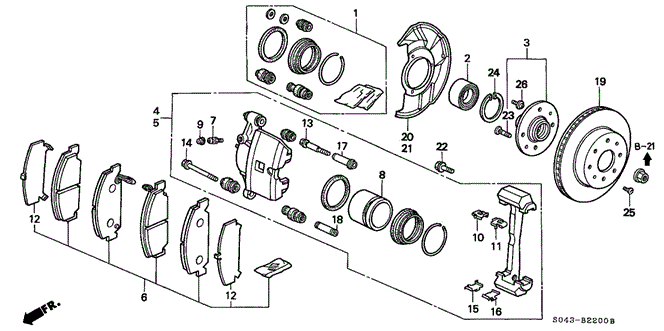 CHASSIS/FRONT BRAKE (1) for 1996 Honda CIVIC SEDAN #1