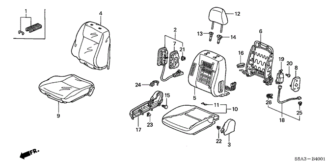 INTERIOR / BUMPER/FRONT SEAT (R.) for 2003 Honda CIVIC SEDAN #1