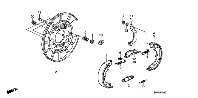 CHASSIS/PARKING BRAKE SHOE for 2008 Honda PILOT #1