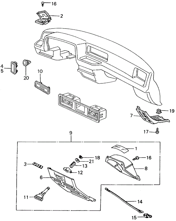 INTERIOR / BUMPER/INSTRUMENT GARNISH ('82-'83) for 1982 Honda CIVIC SEDAN #1
