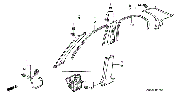 CIVIC SEDAN PILLAR GARNISH