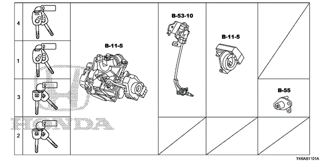 ELECTRICAL / EXHAUST / HEATER / FUEL/KEY CYLINDER SET for 2013 Honda FIT #1