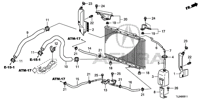 TSX SEDAN RADIATOR HOSE - RESERVE TANK (V6)