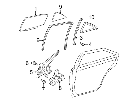 Camry GLASS - REAR DOOR