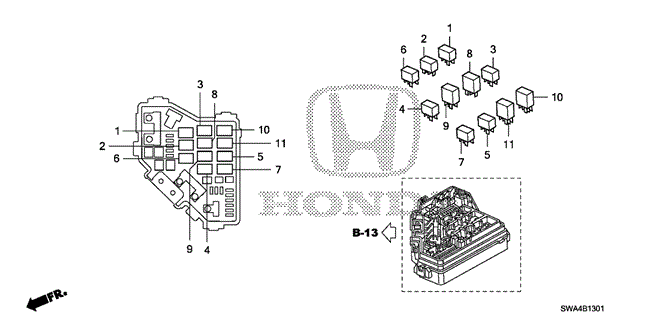 ELECTRICAL / EXHAUST / HEATER / FUEL/CONTROL UNIT (ENGINE ROOM) (2) for 2011 Honda CR-V #1