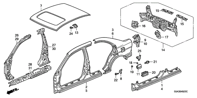 BODY / AIR CONDITIONING/OUTER PANEL (PLASMA STYLE PANEL) for 2003 Honda CIVIC SEDAN #1