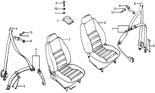 INTERIOR / BUMPER/FRONT SEAT - SEAT BELT for 1977 Honda ACCORD HATCHBACK #1