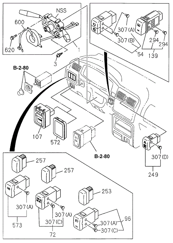 SWITCH, RR. WIPER - 2002 Honda PASSPORT (8972392370) SWITCH, RR. WIPER - 2002 Honda PASSPORT (8972392370)