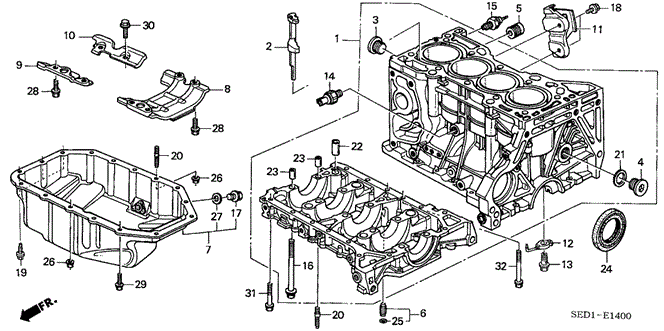 TSX SEDAN CYLINDER BLOCK - OIL PAN