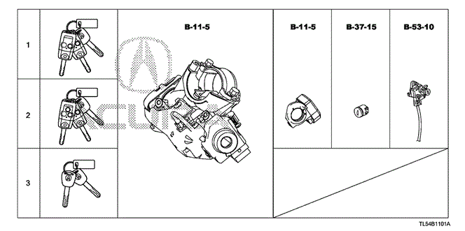 TSX 5-DOOR KEY CYLINDER SET