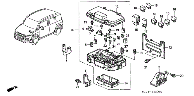ELECTRICAL / EXHAUST / HEATER / FUEL/CONTROL UNIT (ENGINE ROOM) for 2005 Honda ELEMENT #1
