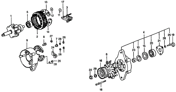 BODY / AIR CONDITIONING/ALTERNATOR COMPONENTS (45A) (FOR USE WITH A/C) for 1977 Honda CIVIC HATCHBACK #1