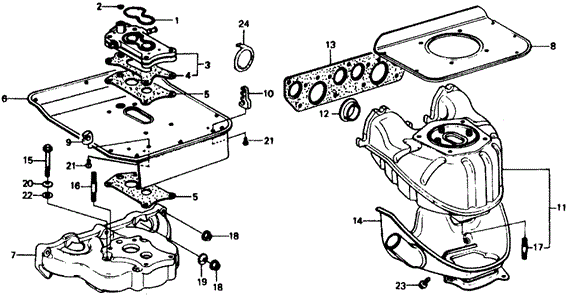 ENGINE/CARBURETOR INSULATOR - MANIFOLD ('77) for 1977 Honda CIVIC HATCHBACK #1