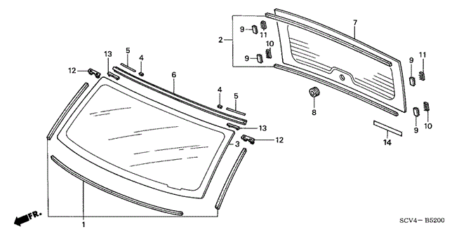 BODY / AIR CONDITIONING/FRONT WINDSHIELD - REAR WINDSHIELD for 2004 Honda ELEMENT #1