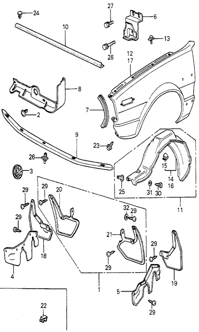BODY / AIR CONDITIONING/FRONT FENDER for 1979 Honda ACCORD HATCHBACK #1