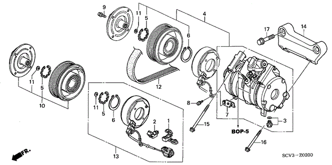 BODY / AIR CONDITIONING/A/C COMPRESSOR for 2004 Honda ELEMENT #2