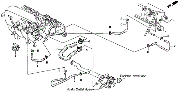 ENGINE/WATER HOSE ('96-'97 SI 5 SPD) for 1997 Honda DEL SOL #1