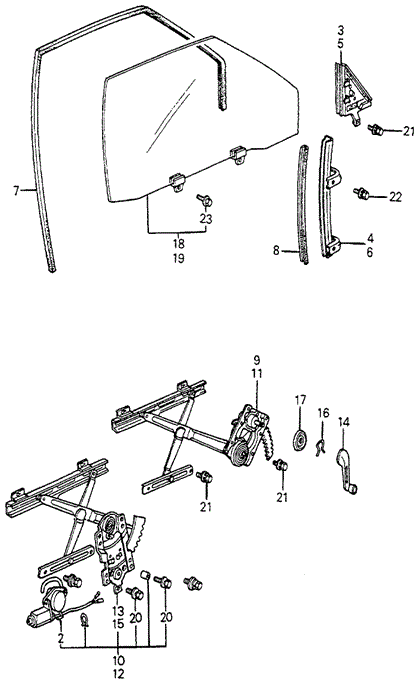 BODY / AIR CONDITIONING/FRONT DOOR WINDOW for 1983 Honda ACCORD SEDAN #1