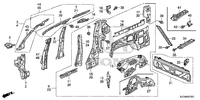 PILLAR, L. CENTER (INNER) - 2010 Honda RIDGELINE (64620SJCA01ZZ) PILLAR, L. CENTER (INNER) - 2010 Honda RIDGELINE (64620SJCA01ZZ)