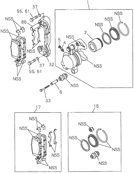 CHASSIS/FRONT DISK BRAKE CALIPER (DX) for 1996 Honda PASSPORT #1