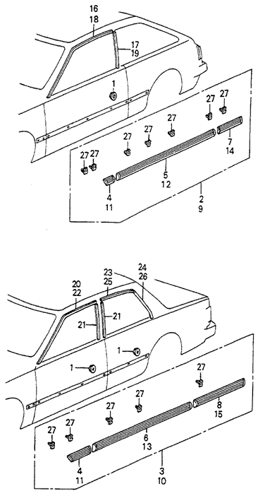 BODY / AIR CONDITIONING/SIDE PROTECTOR - SASH MOLDING for 1982 Honda ACCORD HATCHBACK #1