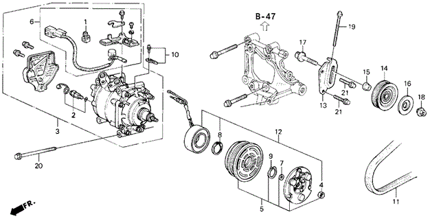 BODY / AIR CONDITIONING/A/C COMPRESSOR (SANDEN) (1) for 1992 Honda CIVIC HATCHBACK #1