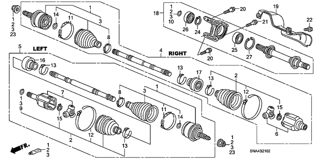CIVIC SEDAN DRIVESHAFT - HALF SHAFT (2.0L)
