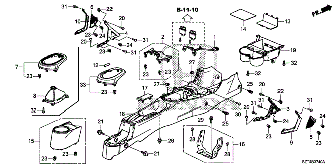 INTERIOR / BUMPER/CONSOLE for 2011 Honda CR-Z #1
