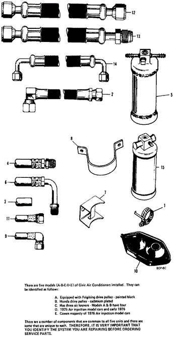 BODY / AIR CONDITIONING/A/C HOSE - RECEIVER for 1973 Honda CIVIC 1200 COUPE #1
